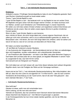 I wie Individuelle Glaubensentscheidung - Baptisten Salzgitter