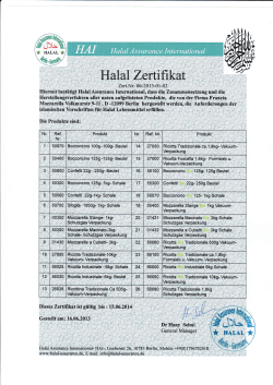 Halal Zertifikat - francia latticini