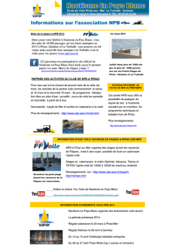 info npb printemps 2014 - Nautisme en Pays Blanc