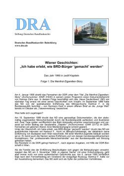 Folge 1: Die Menthol-Zigaretten Story - Deutsches Rundfunkarchiv
