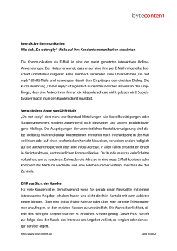 Interaktive Kommunikation Wie sich &bdquo;Do not reply - Bytecontent