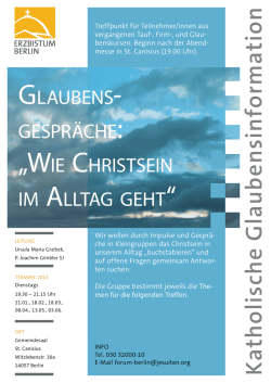 GLAUBENS- GESPR&Auml;CHE: &bdquo;WIE CHRISTSEIN - Erzbistum Berlin