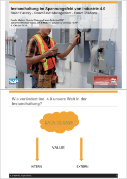 Instandhaltung im Spannungsfeld von Industrie 4.0 Wie ver&auml;ndert