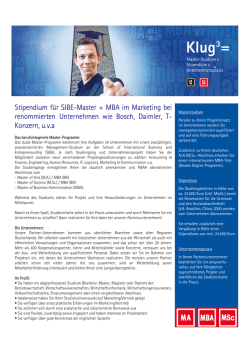 Stipendium für SIBE-Master + MBA im Marketing bei renommierten