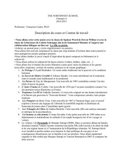 Description du cours et Contrat de travail - Teacher Page