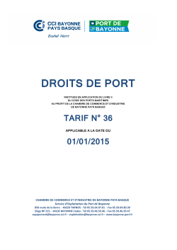 Droits de port 2015 - Tarif n°36