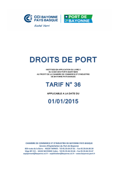 Droits de port 2015 - Tarif n&deg;36