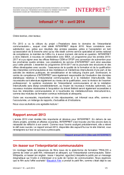 Infomail n° 10 – avril 2014
