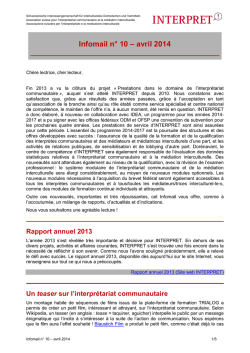 Infomail n&deg; 10 &ndash; avril 2014
