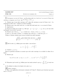 MATHS SUP PTSI TD Suites de nombres (2) I Convergence au sens