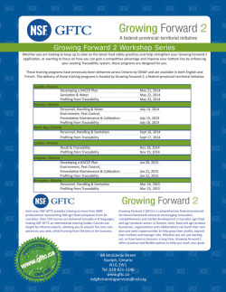 Growing Forward 2 Workshop Series
