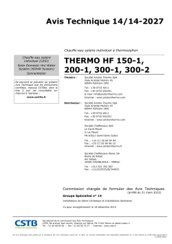 Avis Technique 14/14-2027 THERMO HF 150-1, 200-1, 300