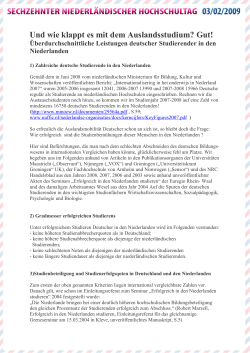 Gute Studienleistungen Deutscher in NL - bei der Euregio Rhein-Waal