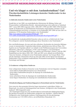 Gute Studienleistungen Deutscher in NL - bei der Euregio Rhein-Waal