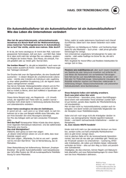 ein Beispiel wie der Zukunftsexperte die Automobilzulieferer
