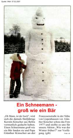 Ein Schneemann - gro&szlig; wie ein B&auml;r