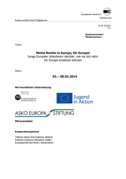 Meine Rechte in Europa, f&uuml;r Europa! - Europ&auml;ische Akademie