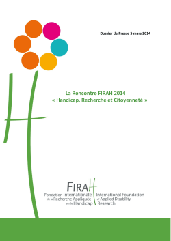 La Rencontre FIRAH 2014 « Handicap, Recherche et Citoyenneté »