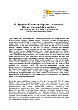 3. Speyerer Forum zur digitalen Lebenswelt - Deutsche Hochschule