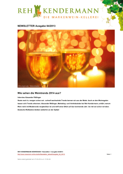NEWSLETTER Ausgabe 04/2013 Wie sehen die Weintrends 2014