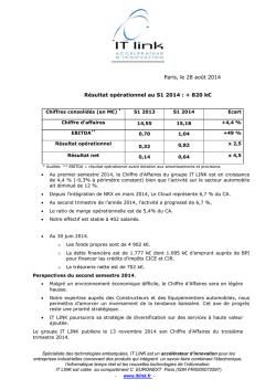 Résultat opérationnel au S1 2014
