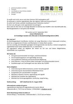 Du wei&szlig;t noch nicht, wie es nach dem Sommer 2013 - EJW Sulz