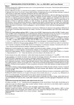 PROGRAMMA SVOLTO DI FISICA - 2As - a.s. 2013-2014
