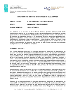 directeur des services r&eacute;sidentiels de r&eacute;adaptation lieu de travail