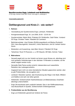 Üetlibergtunnel und Kreis 2 – wie weiter? - Quartierverein Zürich