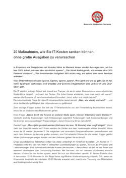 20 Maßnahmen, wie Sie IT-Kosten senken können, ohne große