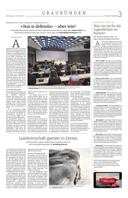 Graub&uuml;nden &laquo;stai si defenda&raquo; &ndash; aber wie? - Universit&auml;t Z&uuml;rich