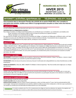 horaire des cours hiver 2015