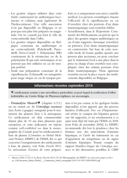 Informations r&eacute;centes septembre 2014