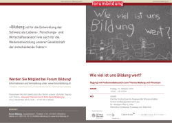Wie viel ist uns Bildung wert? - Forum Bildung