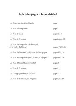Index des pages - Inhoudstabel