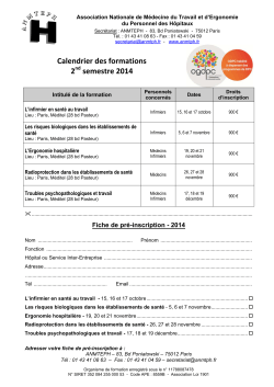 Programmes des formations du 2ème semestre 2014