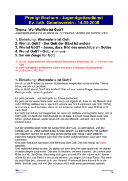 Gott - wer wo wie ist er - Predigt Bochum - Veitc.de