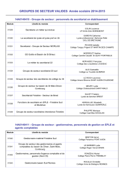 Liste des groupes de secteur validés 2014