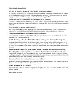 Interview mit Renate Victor Wie sind Sie das erste Mal - Schkola.de