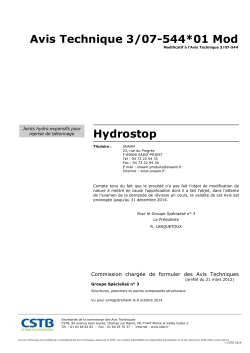 Avis Technique 3/07-544*01 Mod Hydrostop