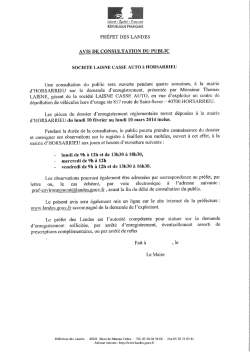 Avis de consultation publique LAISNE CASSE AUTO
