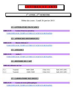 Horaires du 2 e semestre - Universit&eacute; Paris Diderot