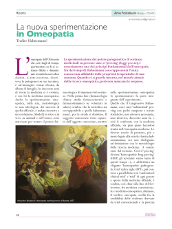 La nuova sperimentazione in Omeopatia