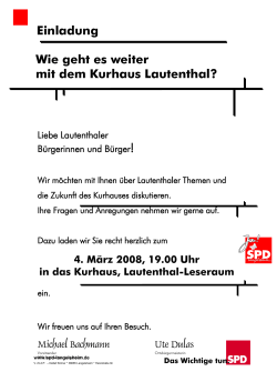 Einladung Wie geht es weiter mit dem Kurhaus Lautenthal?