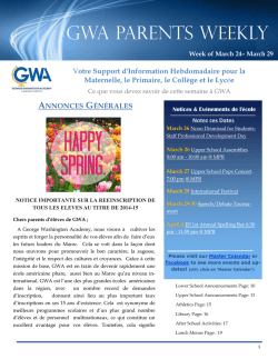 GWA PARENTS WEEKLY - George Washington Academy