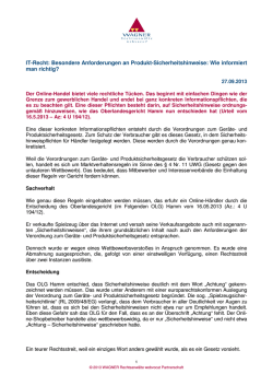IT-Recht: Besondere Anforderungen an Produkt-Sicherheitshinweise