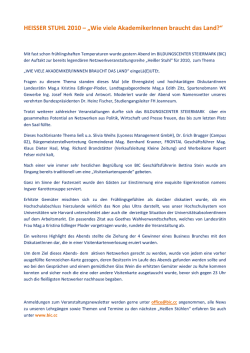 HEISSER STUHL 2010 &ndash; &bdquo;Wie viele AkademikerInnen braucht das
