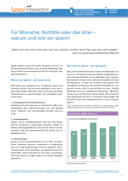 Für Wünsche, Notfälle oder das Alter – warum und wie wir sparen