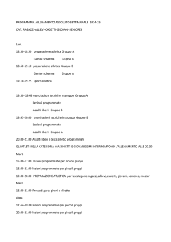 in dettaglio il programma di sala di tutte le categorie