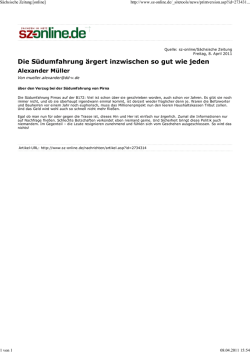 Die S&uuml;dumfahrung &auml;rgert inzwischen so gut wie jeden